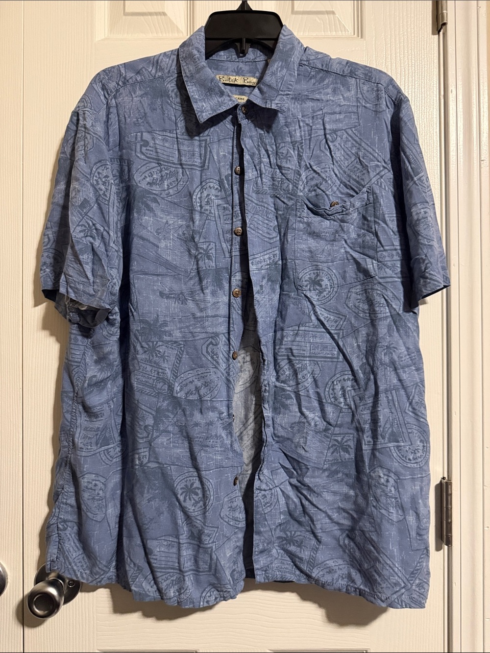 Men's Casual Short-Sleeve Button-Down Shirt — Blue - Sz XL
